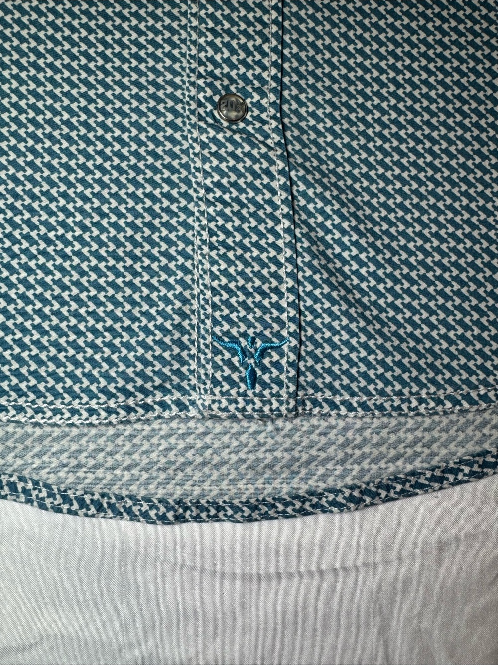 Wrangler 20X Boys M Competition Pearl Snap Western Shirt Teal Geometric - Picture 7 of 16